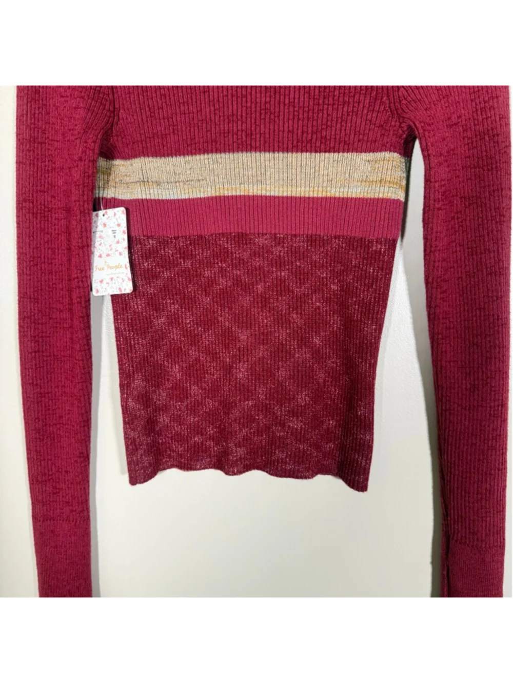 Free People Frenquency Henley V Neck Sweater Medium NWT